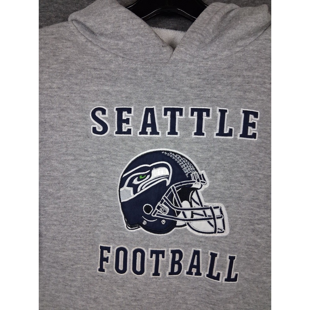 Seahawks Youth Sweatshirt Large 14-16 Gray Seattle Football Pullover Hoodie